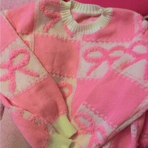 Pink and White Bow Sweater